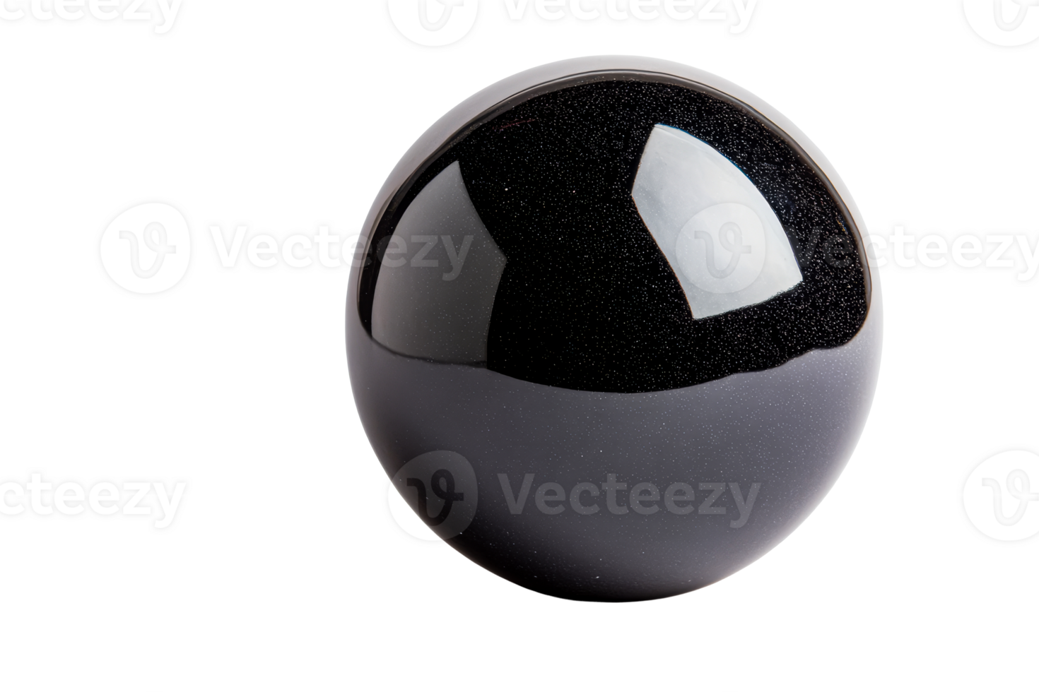 Glossy black sphere with transparent background png