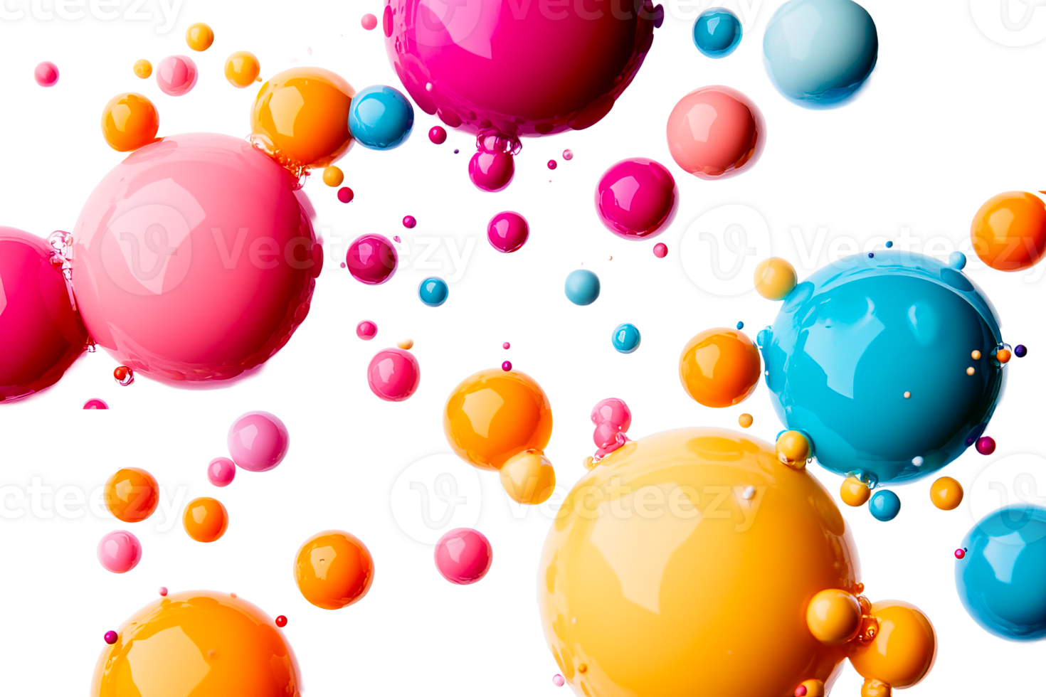 Colorful paint spheres floating in air png