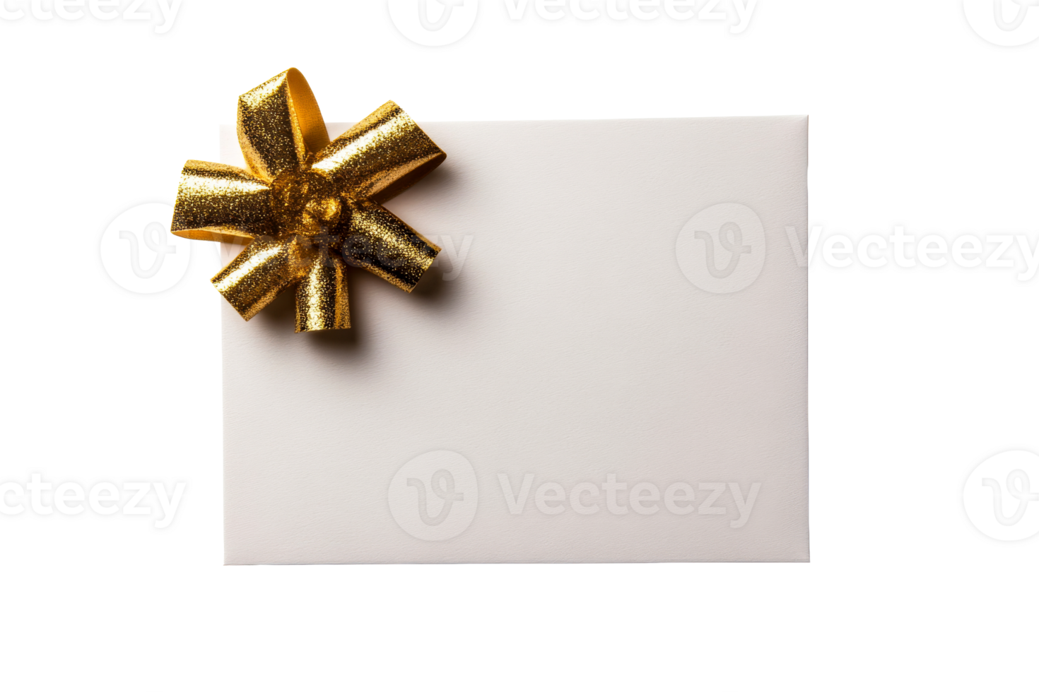 Gift box with gold bow on clear bg png