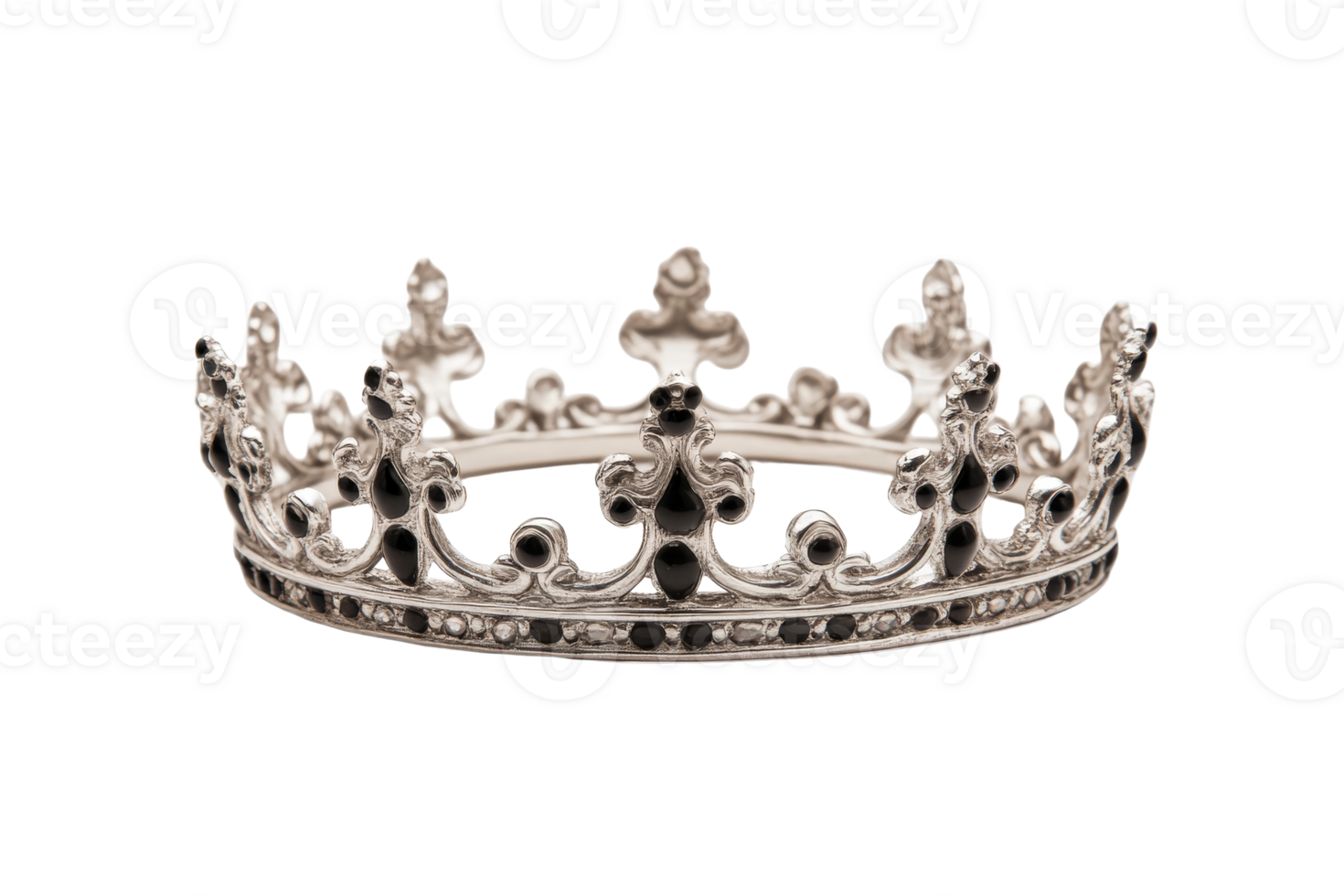 Intricate silver crown design png