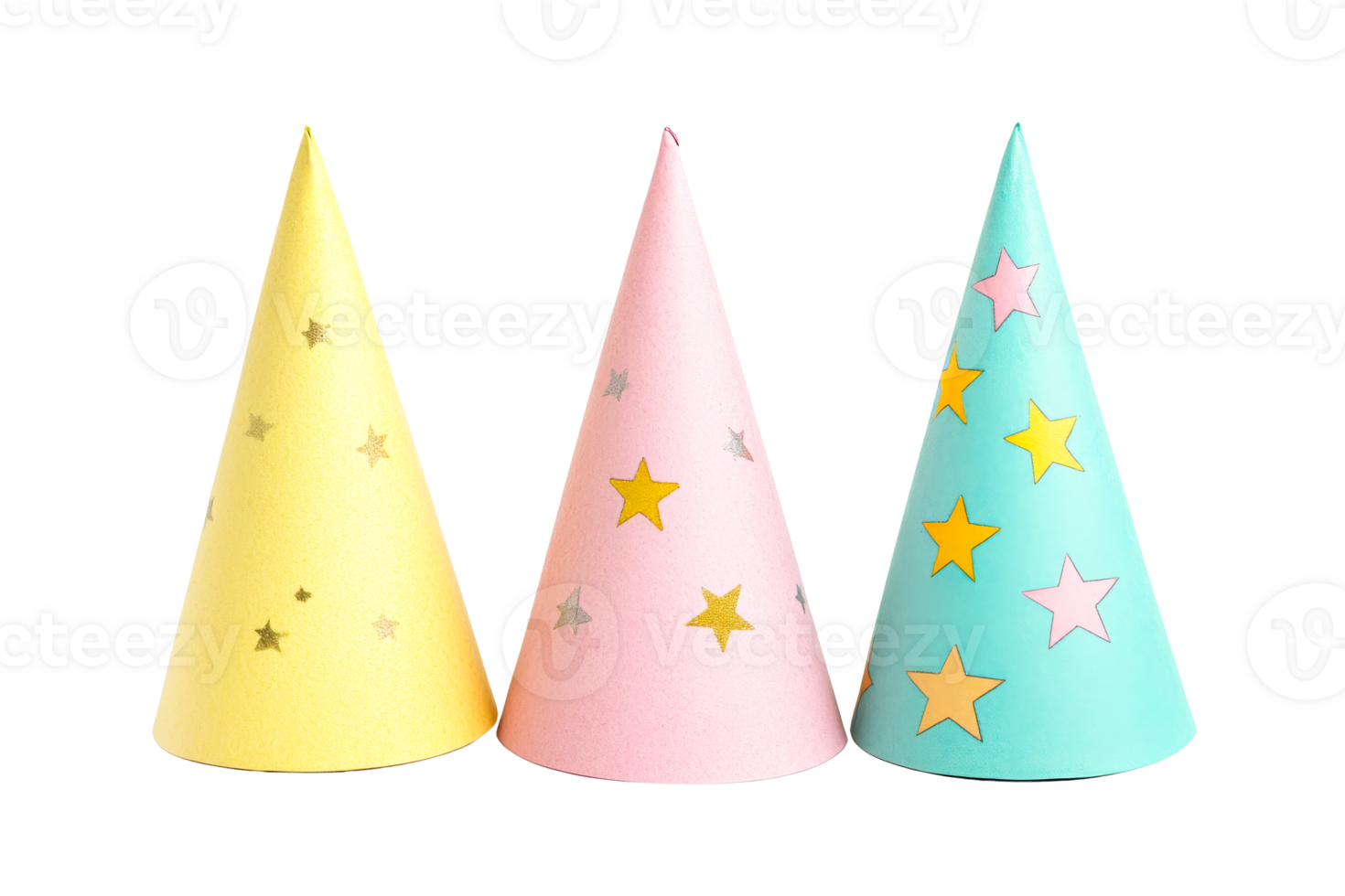 Colorful party hats on a transparent background png