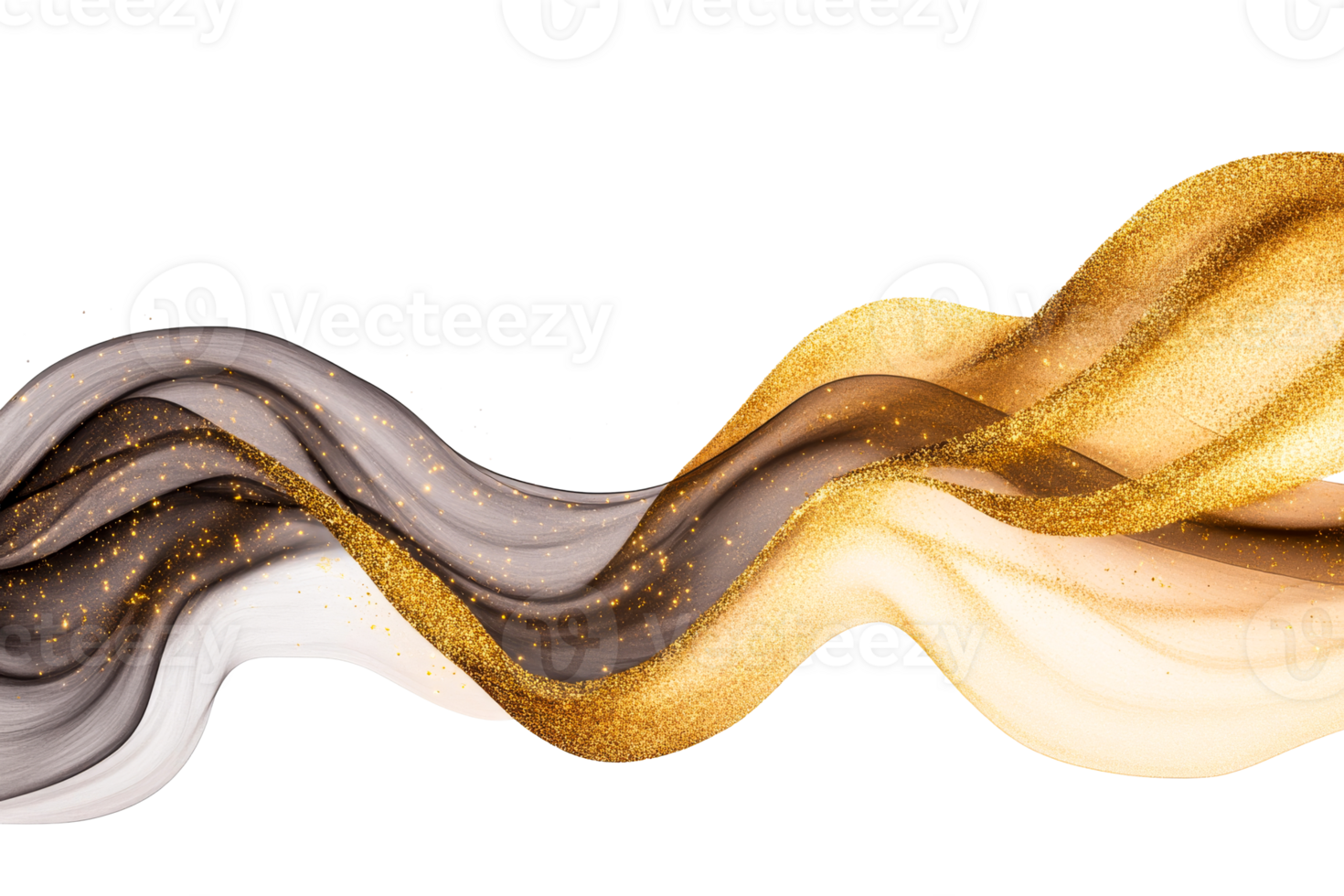 Chic wave design in gold and silver png