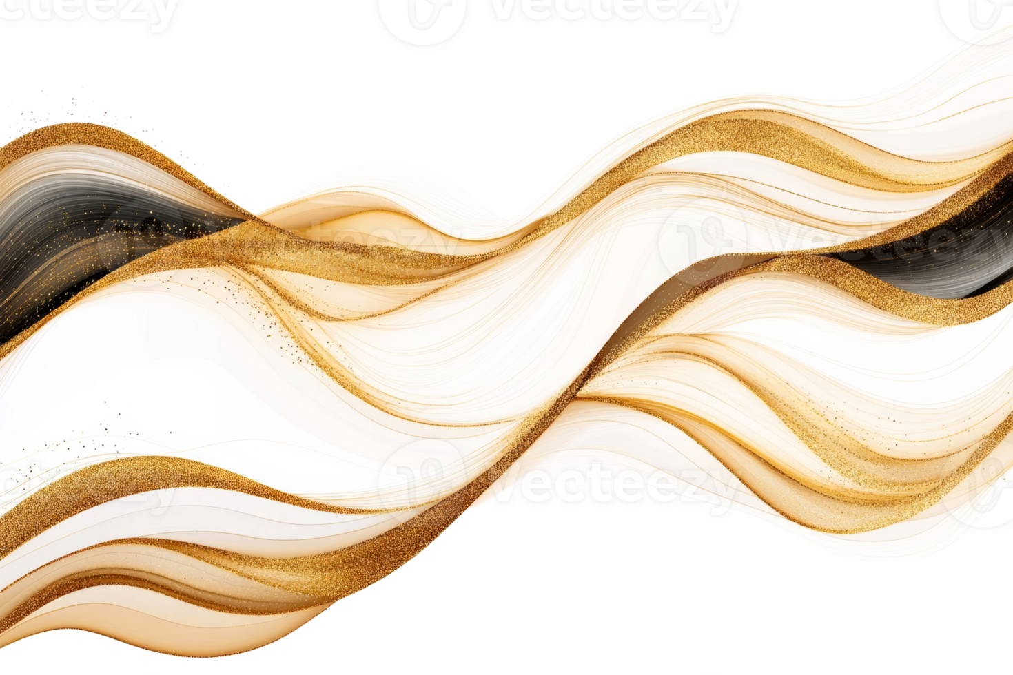 Elegant golden and black wavy abstract design png