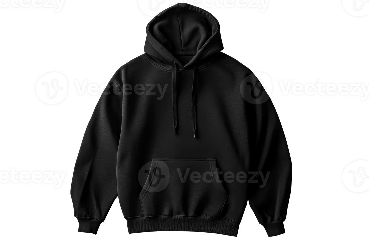 Classic black hoodie with pouch pocket and hood png