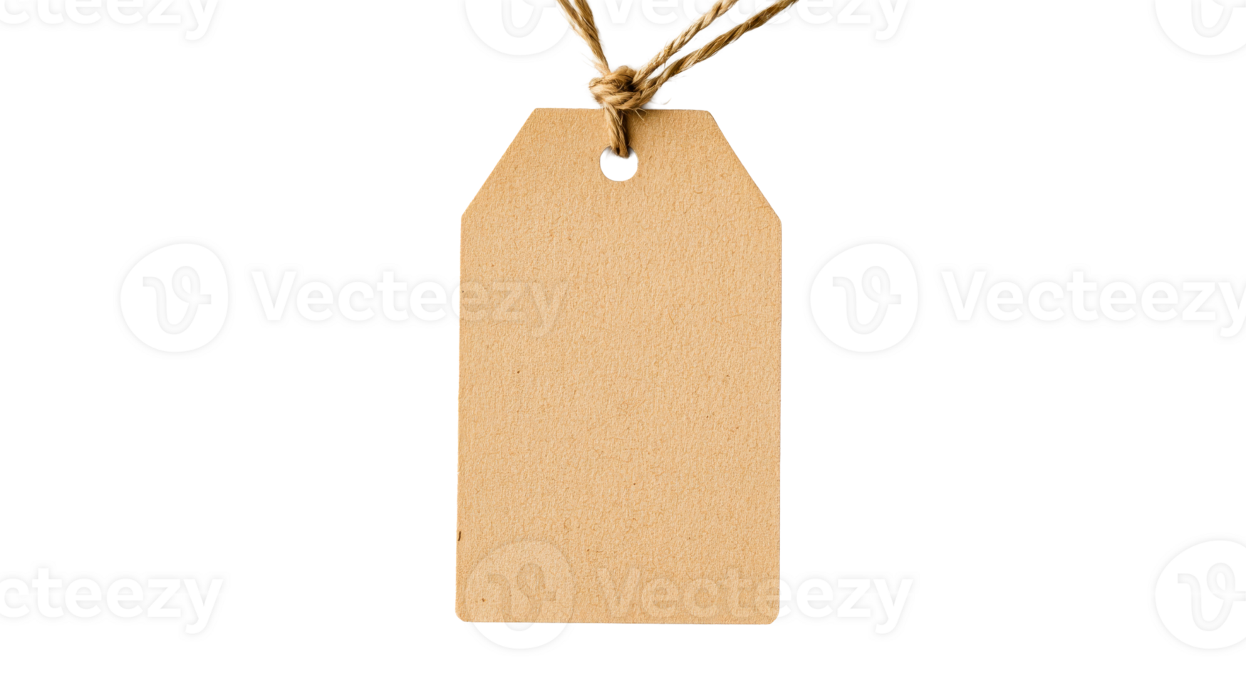 Blank kraft paper tag with twine string attached png