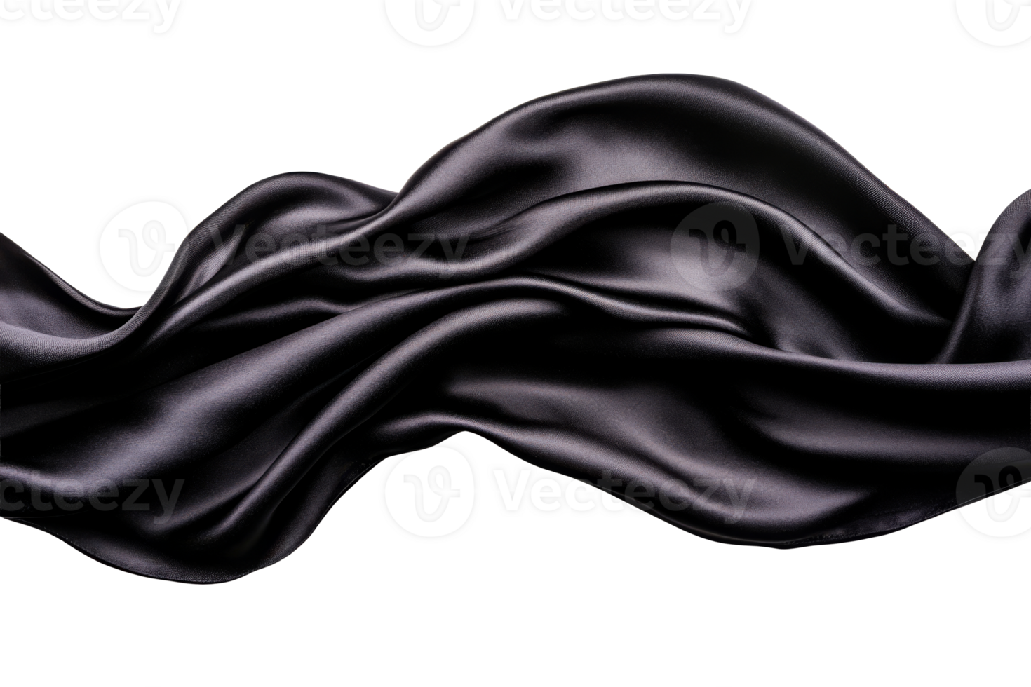 Dark satin fabric draping smoothly on surface png