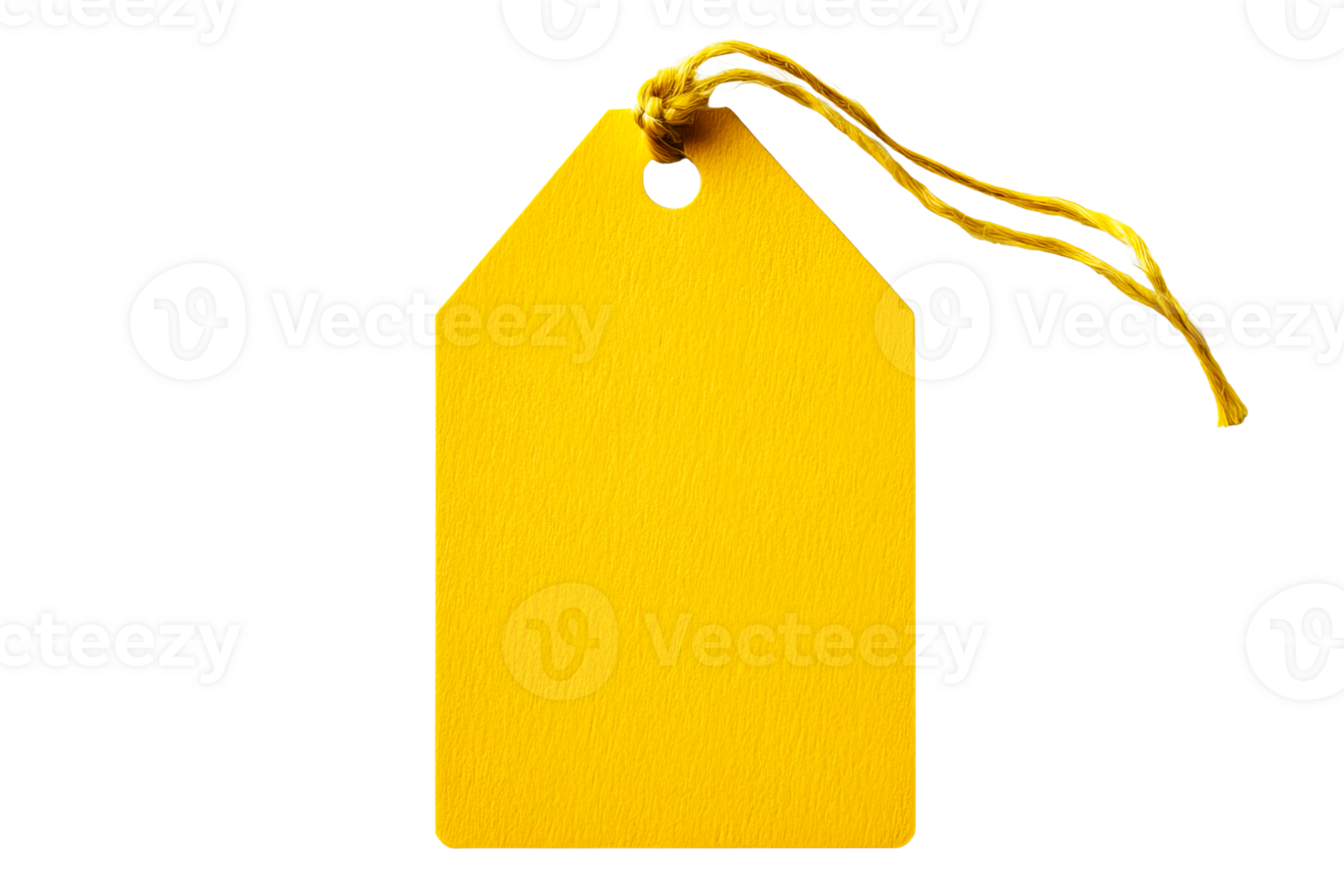 Bright yellow blank tag with string for labeling png