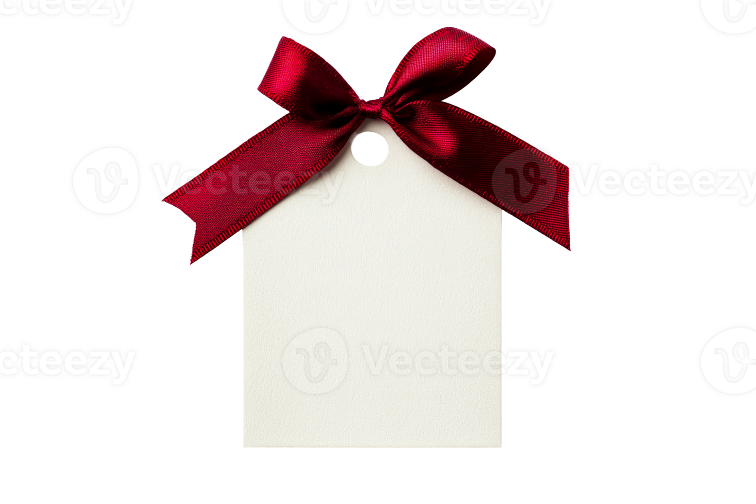 Gift tag with red ribbon on transparent background png