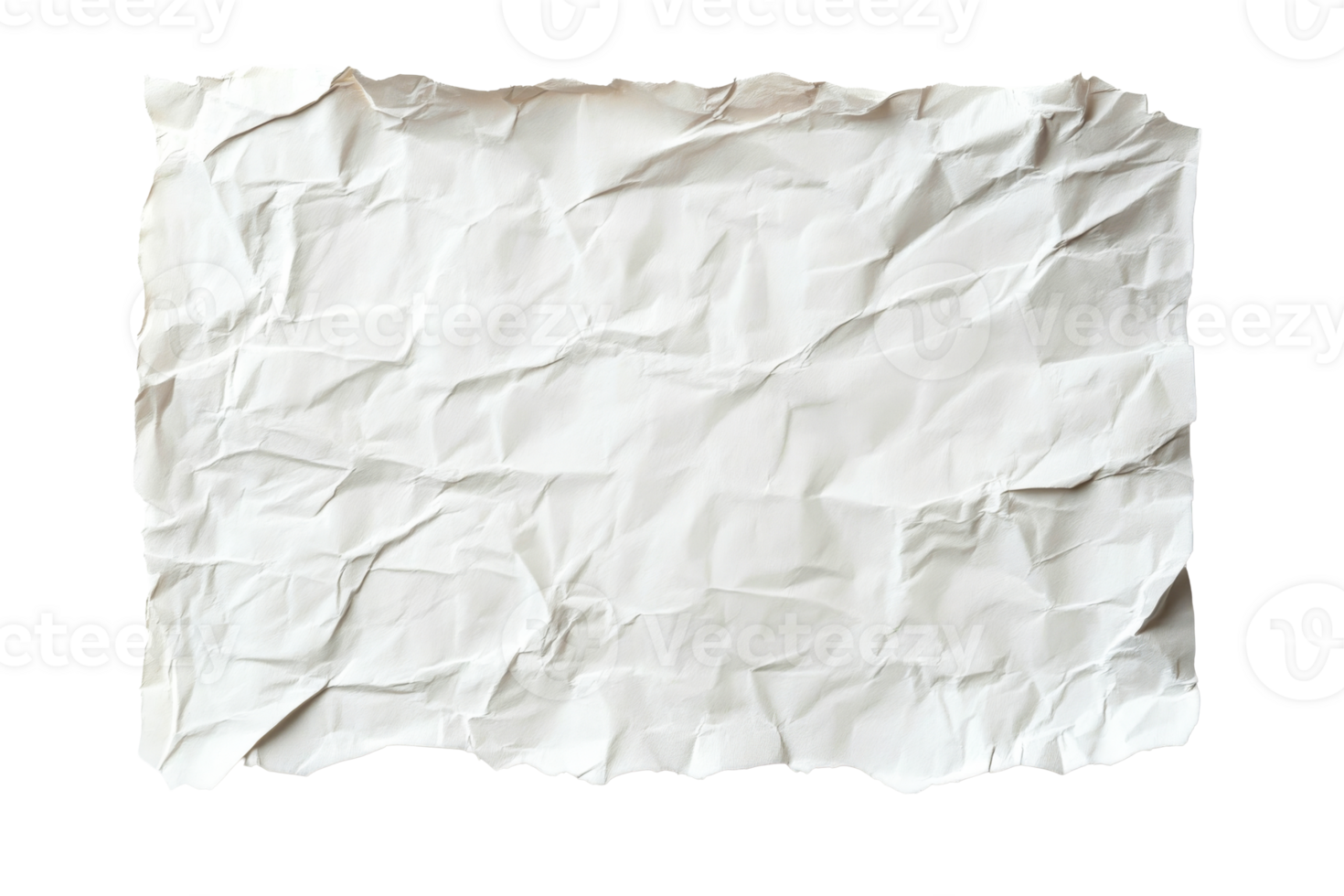 Crumpled white paper on transparent bg png