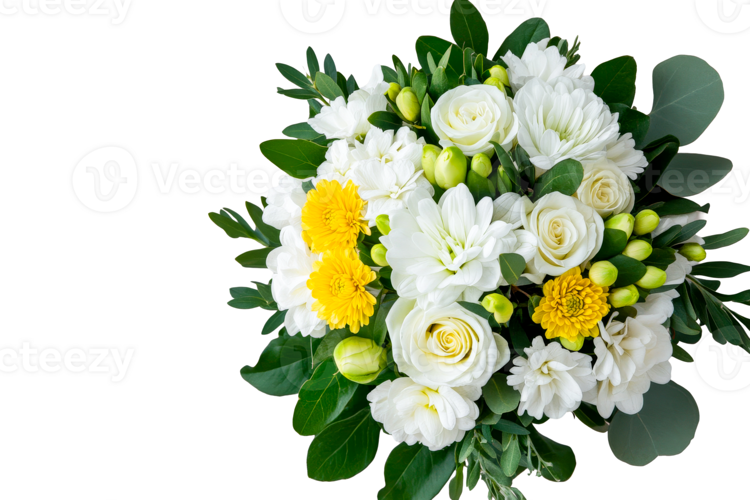 Beautiful bouquet of white and yellow flowers png