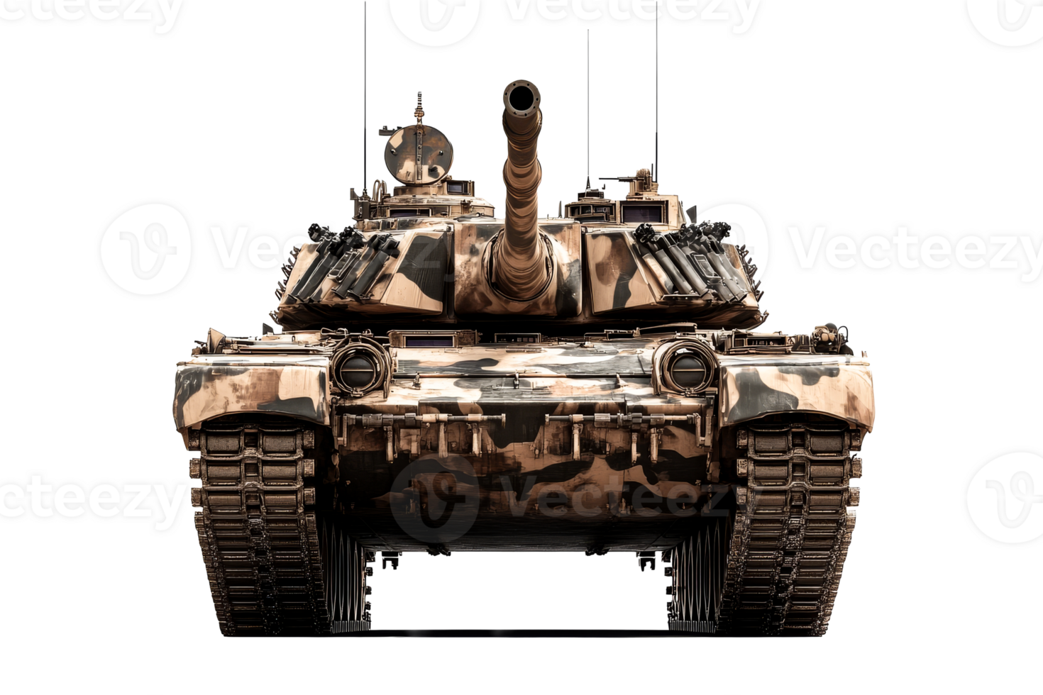 Military tank displayed from the front view png