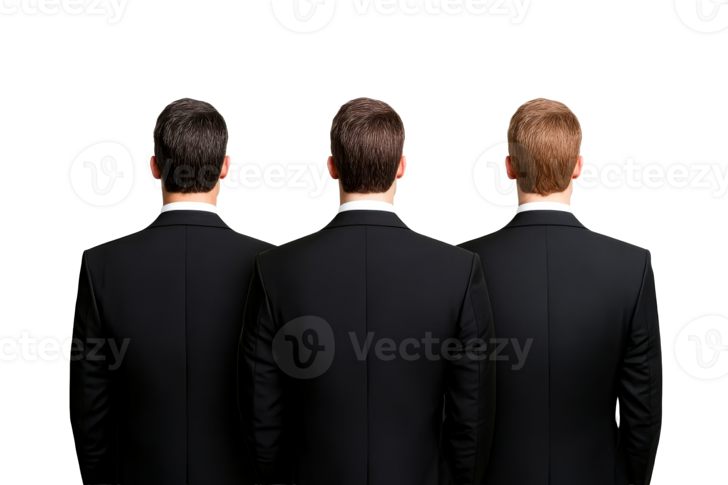 Three suited men with backs turned png