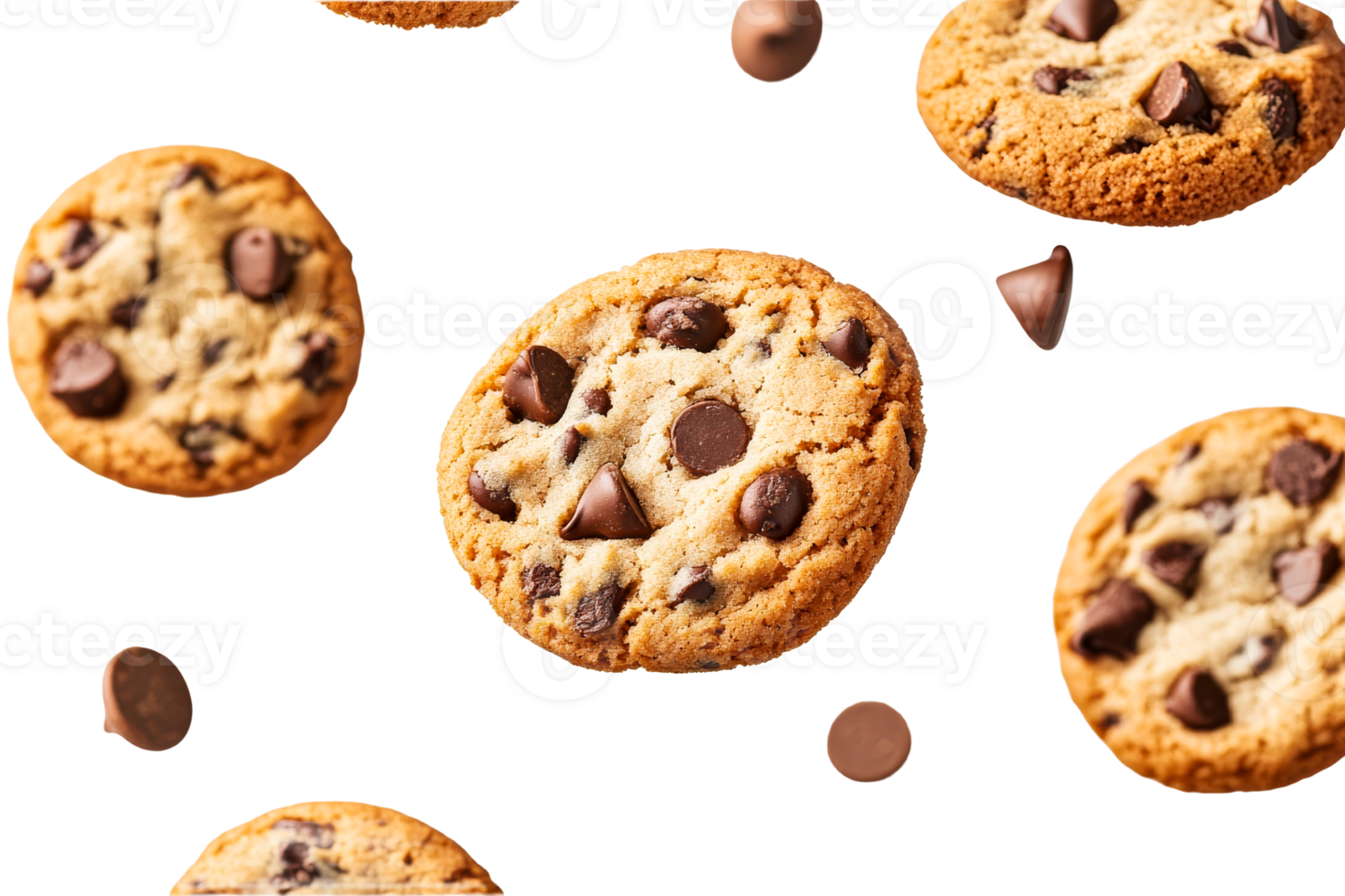 Flying chocolate chip cookies png