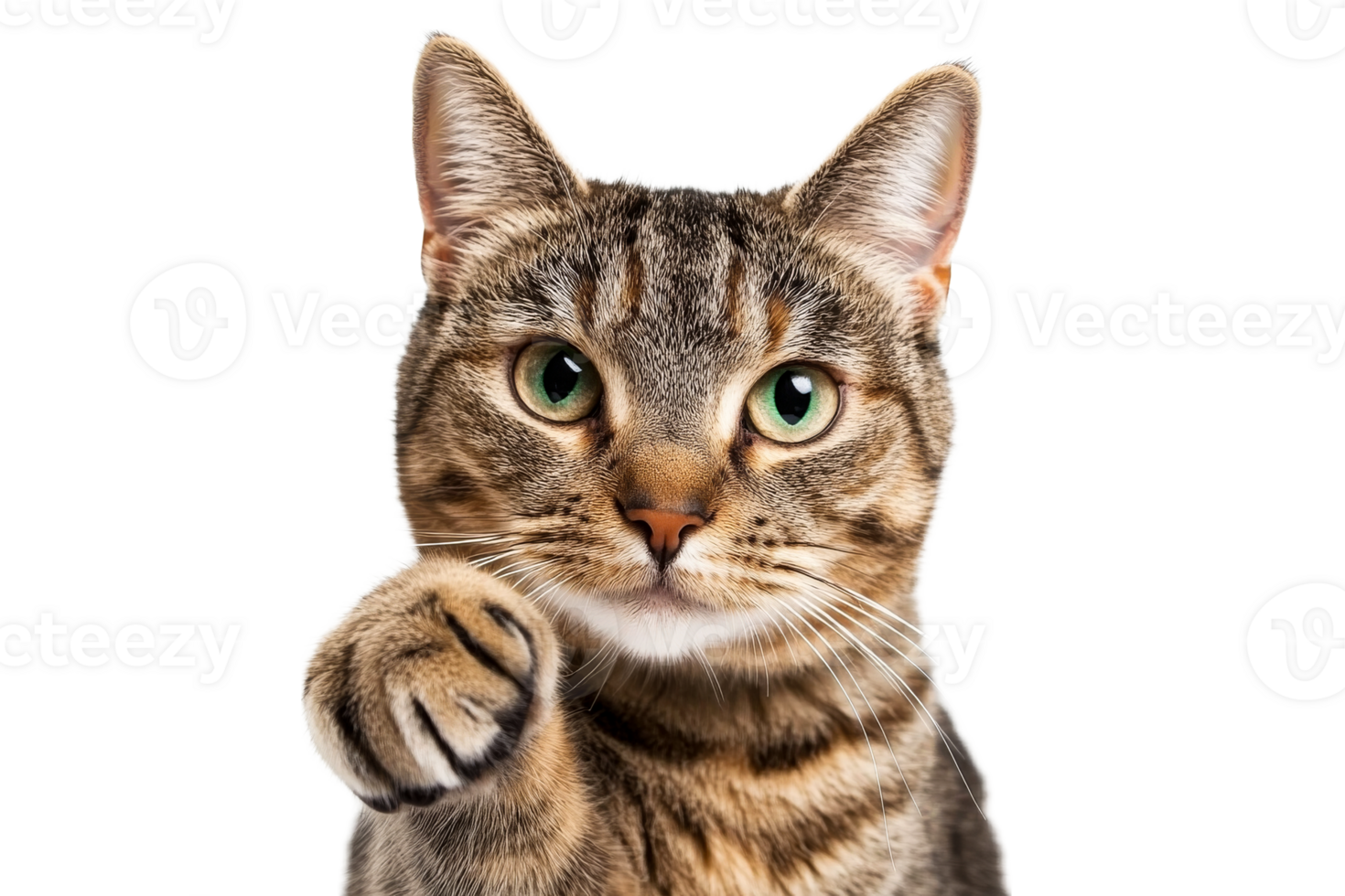 Cat pawing at the camera with curious expression png