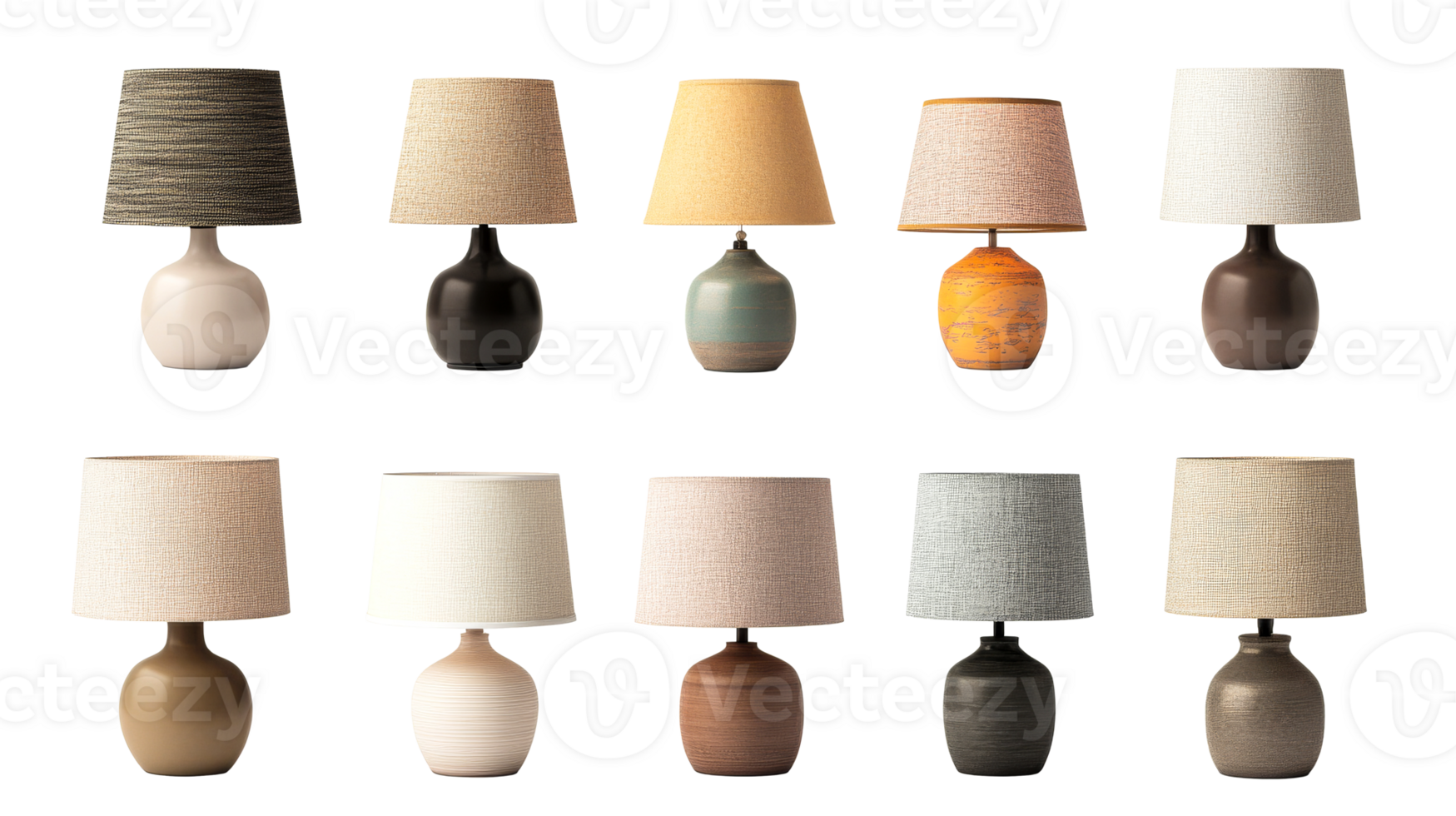 Variety of lamps with different styles and colors png