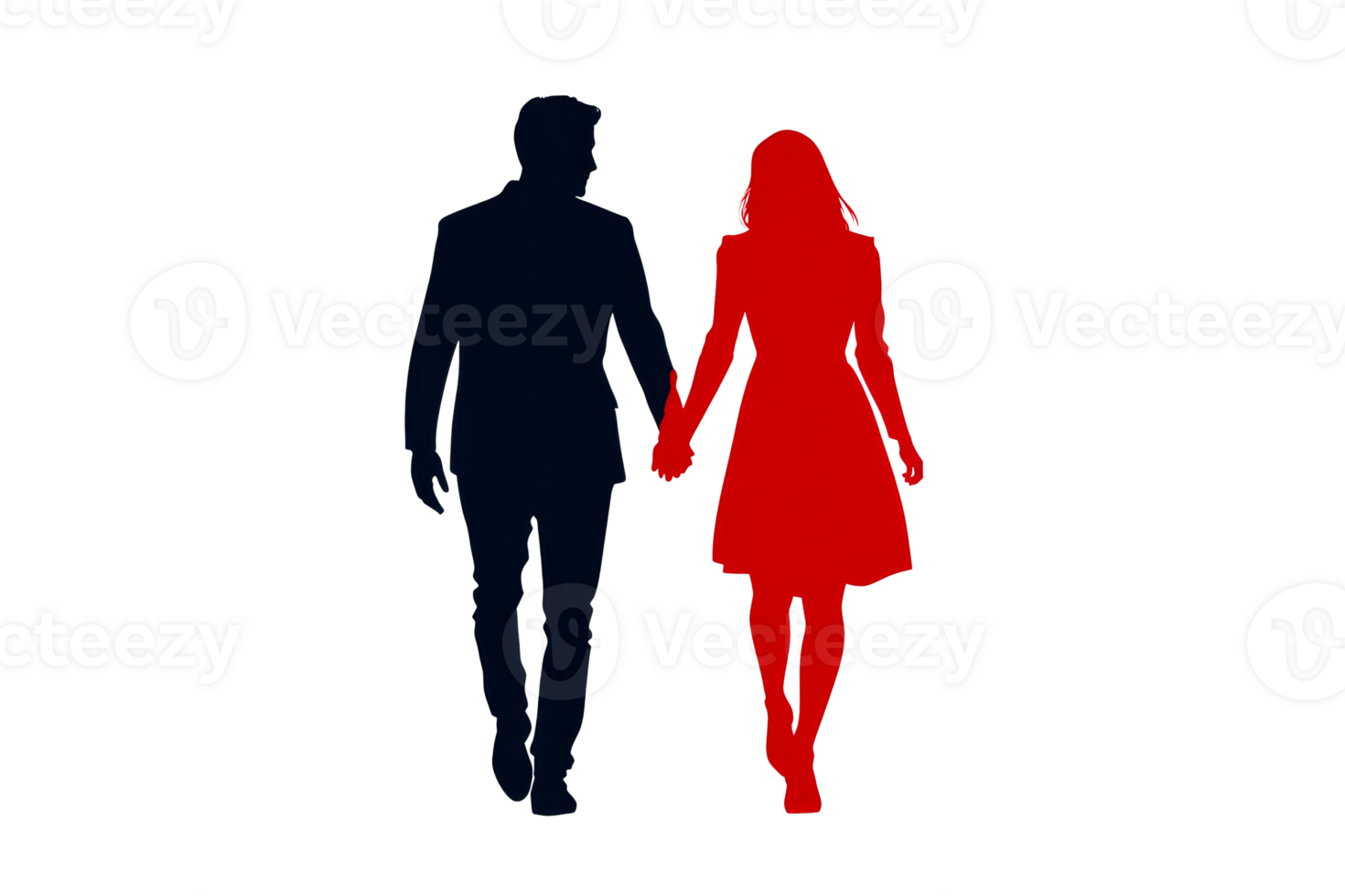 Couple walking hand in hand with vibrant colors png