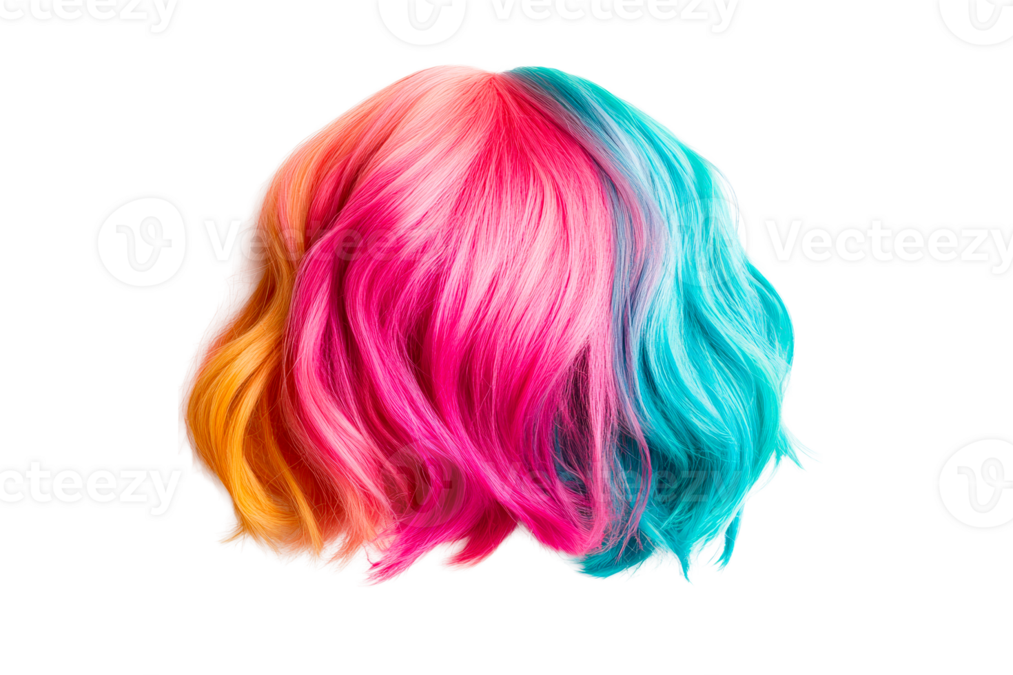 Bright colorful wig with vibrant hues png