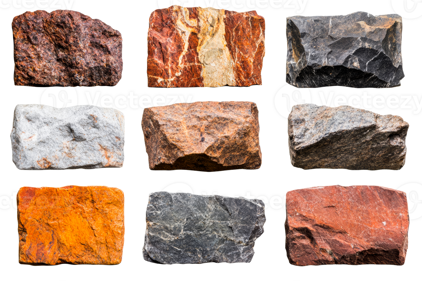 Diverse Natural Rocks on Clear Background png