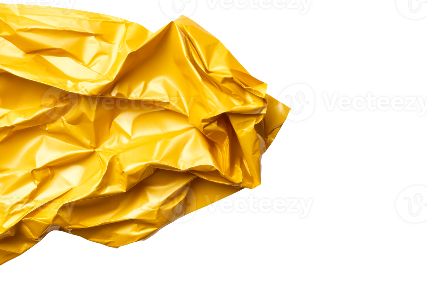 Yellow crumpled paper on clear backdrop png