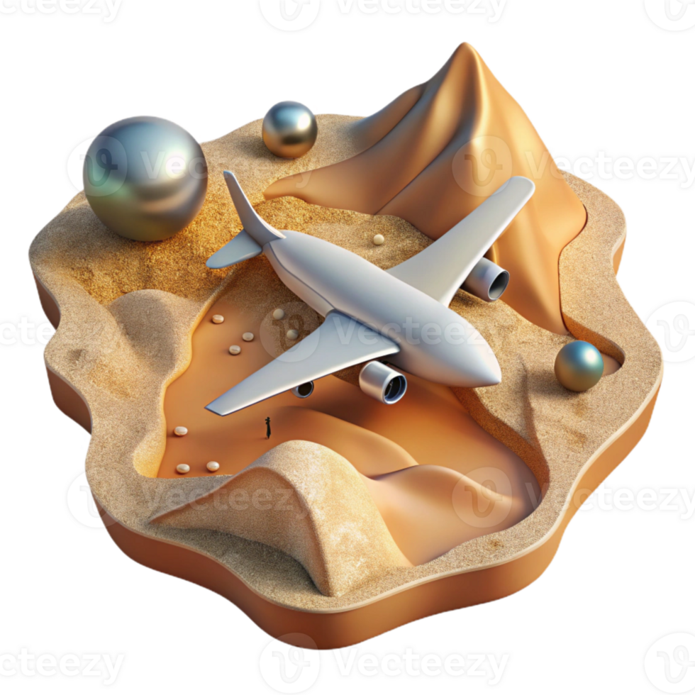 wonderful creative Airplane Flying Over Desert Landscape Cutout for Scenic Views high quality png