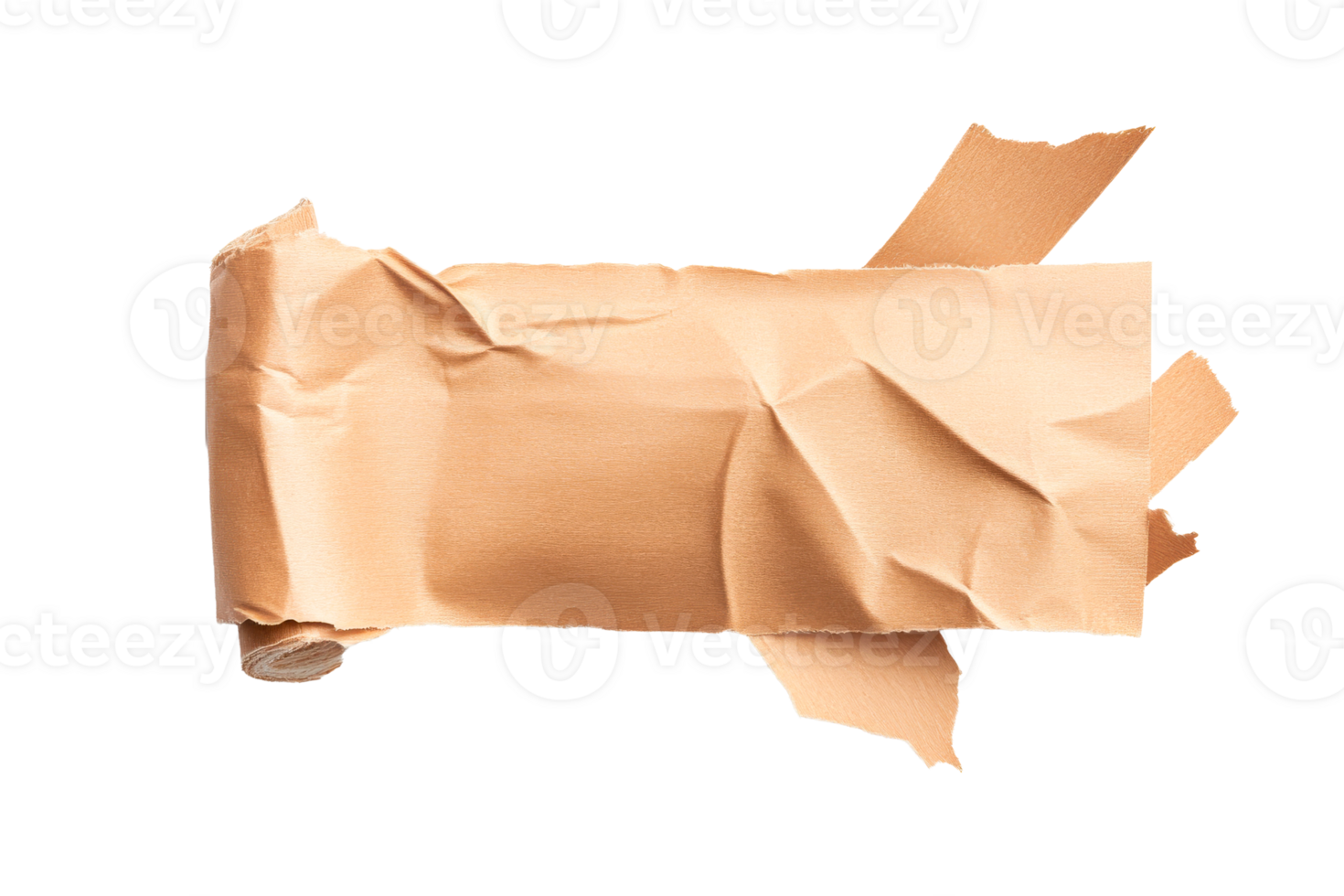 Crumpled brown paper on clear background png