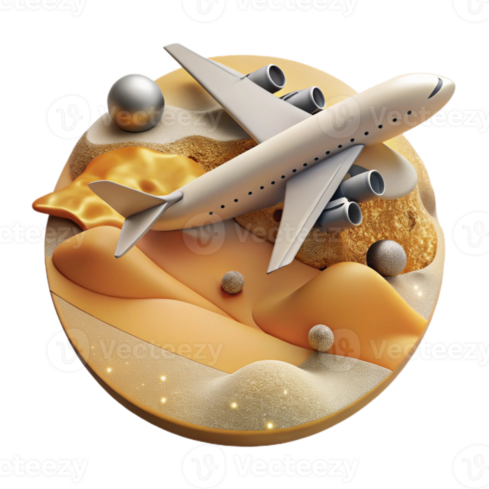 extraordinary artistic Airplane Flying Over Desert Landscape Cutout for Scenic Views original png