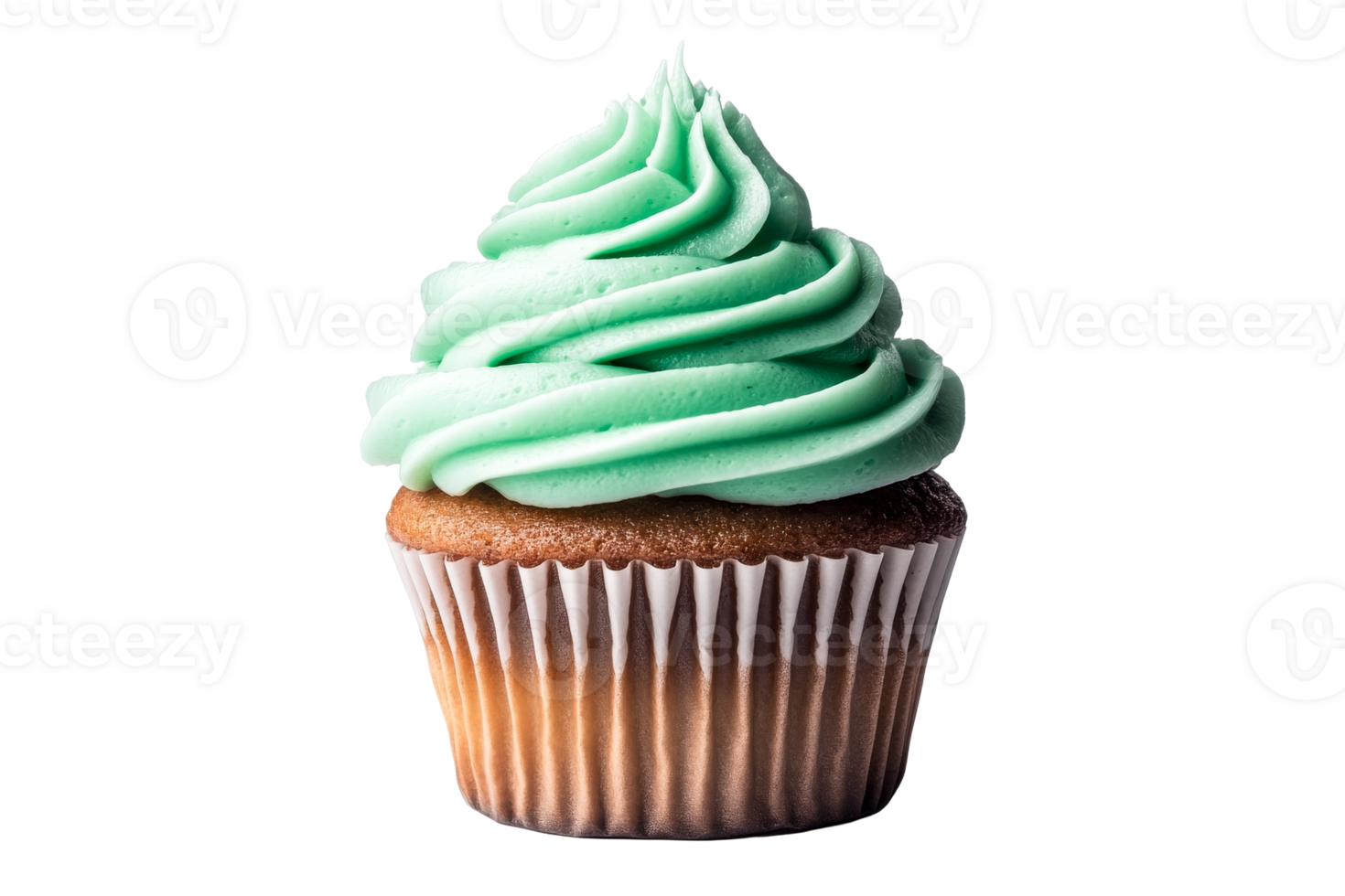 Delicious mint cupcake with creamy frosting png