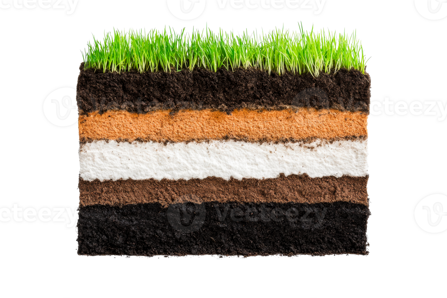 Layers of soil with grass on top png