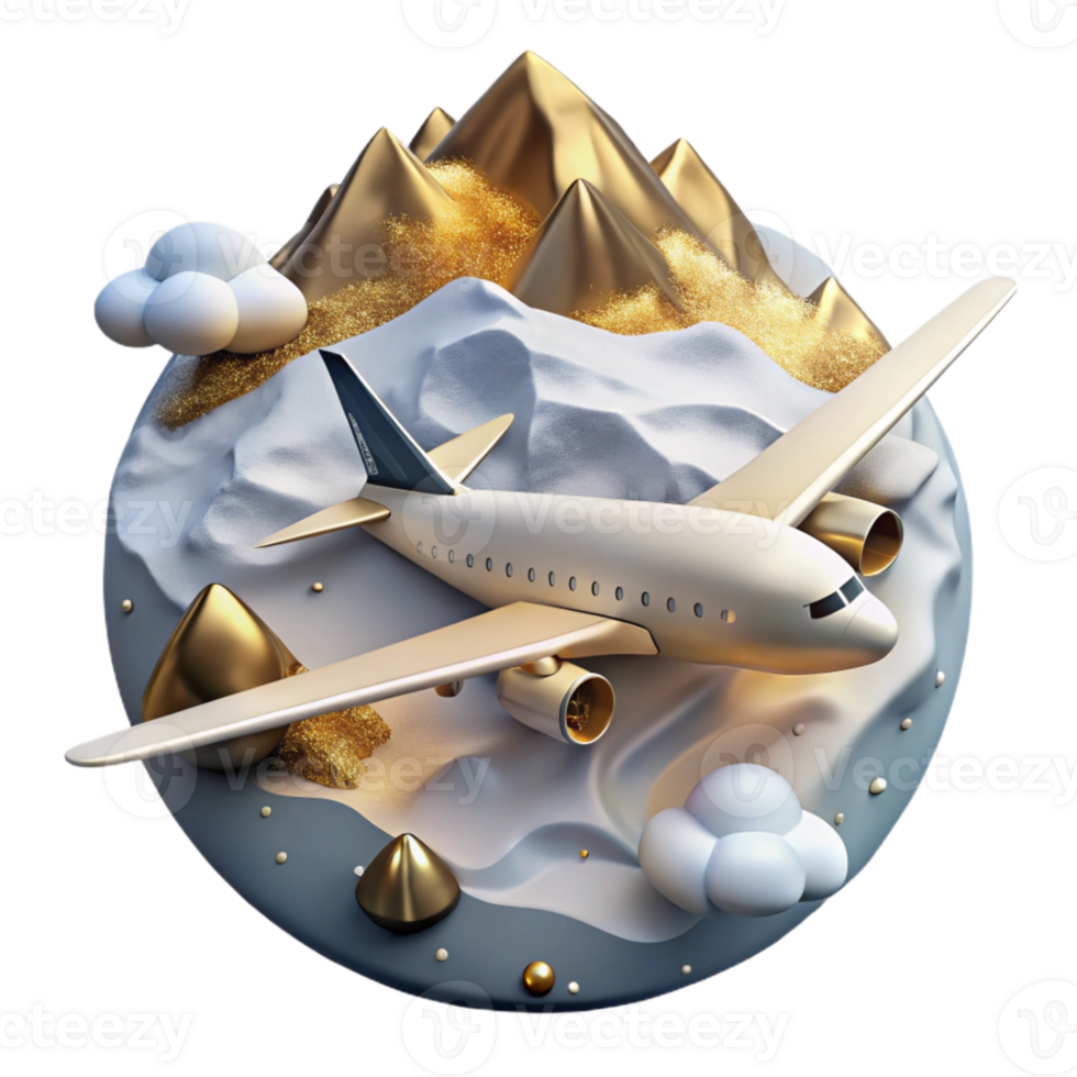 magnificent creative Airplane Flying Over Snowy Mountains Cutout for Winter Travel png