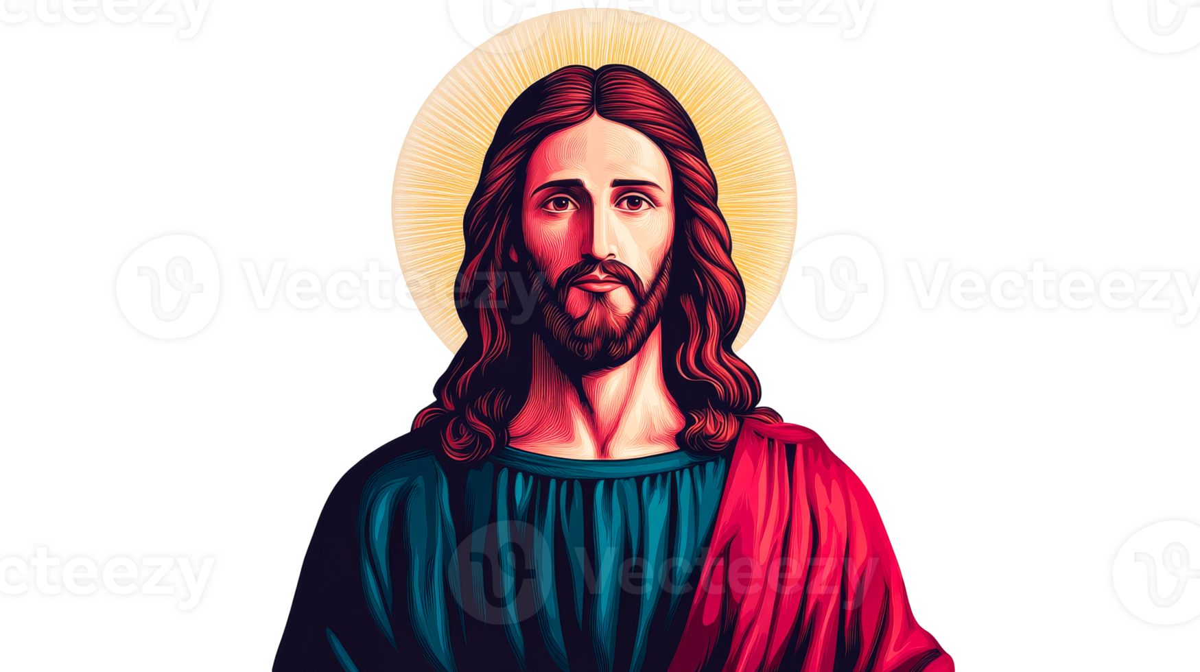 Iconic depiction of a religious figure with halo png