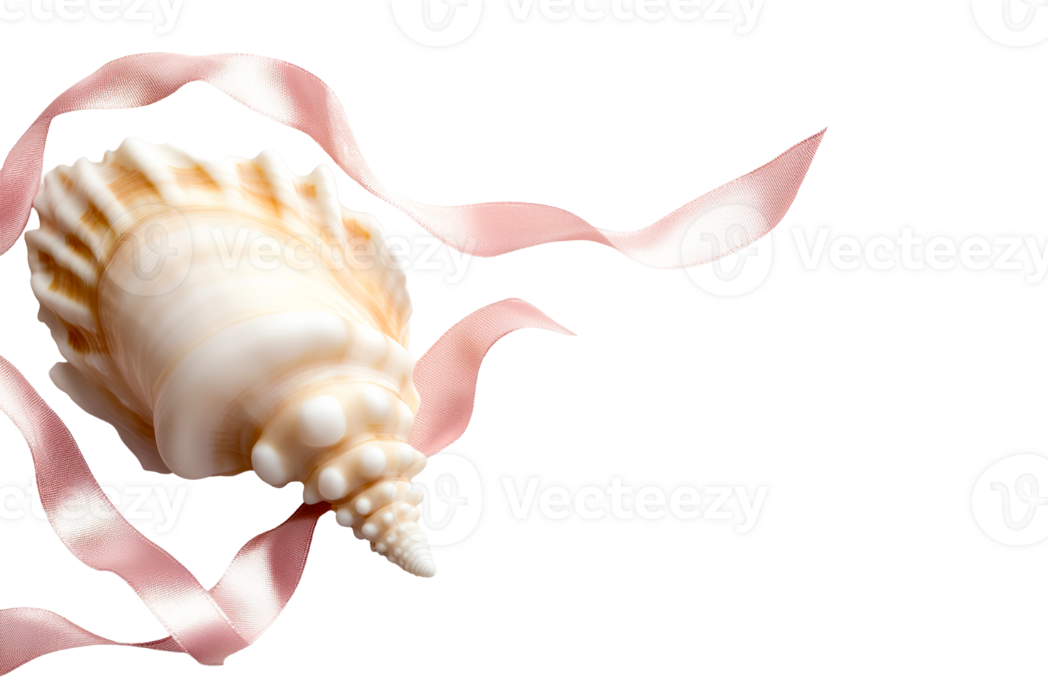 Sea shell with ribbon on clear bg png