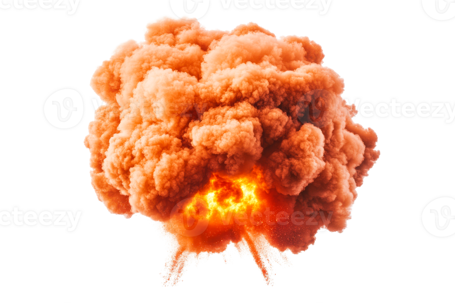 Vibrant explosion cloud with fiery core expanding png