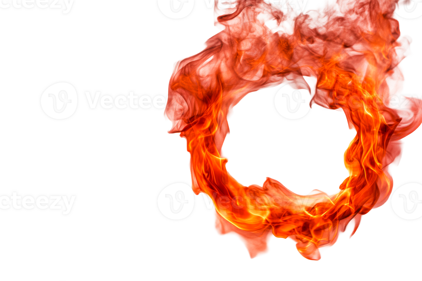 Fiery ring with smoke, transparent bg png