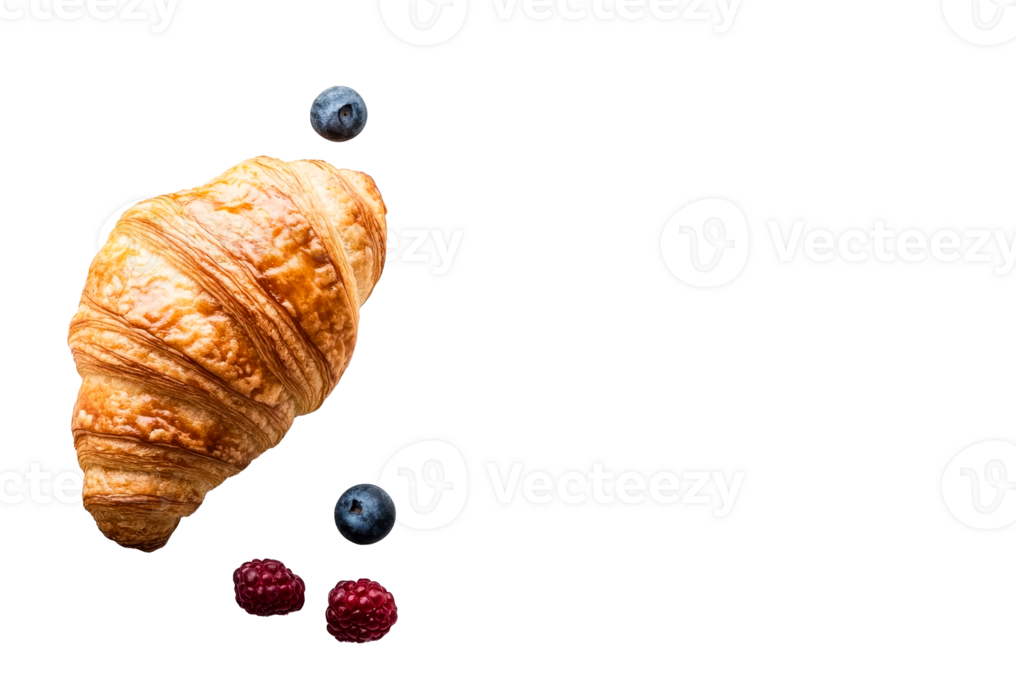Croissant and berries on a transparent background png