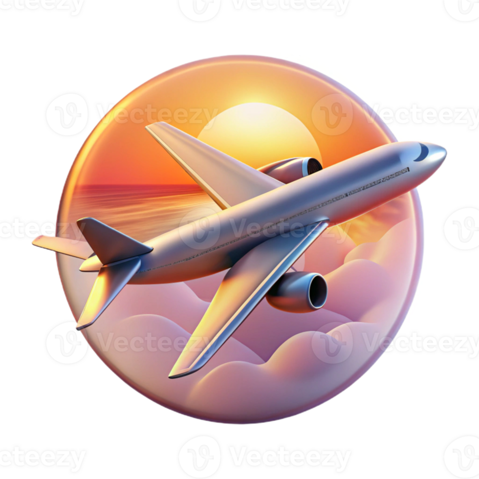 magnificent traditional Airplane Taking Off at Sunset Transparent for Travel Posters genuine png