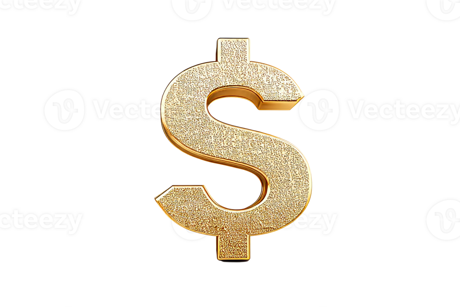 Golden dollar symbol on a transparent background png