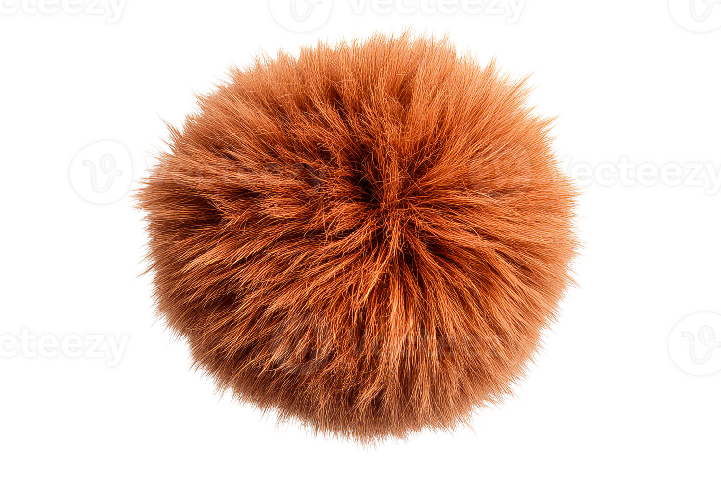 Fluffy round pom pom with a vibrant orange hue png