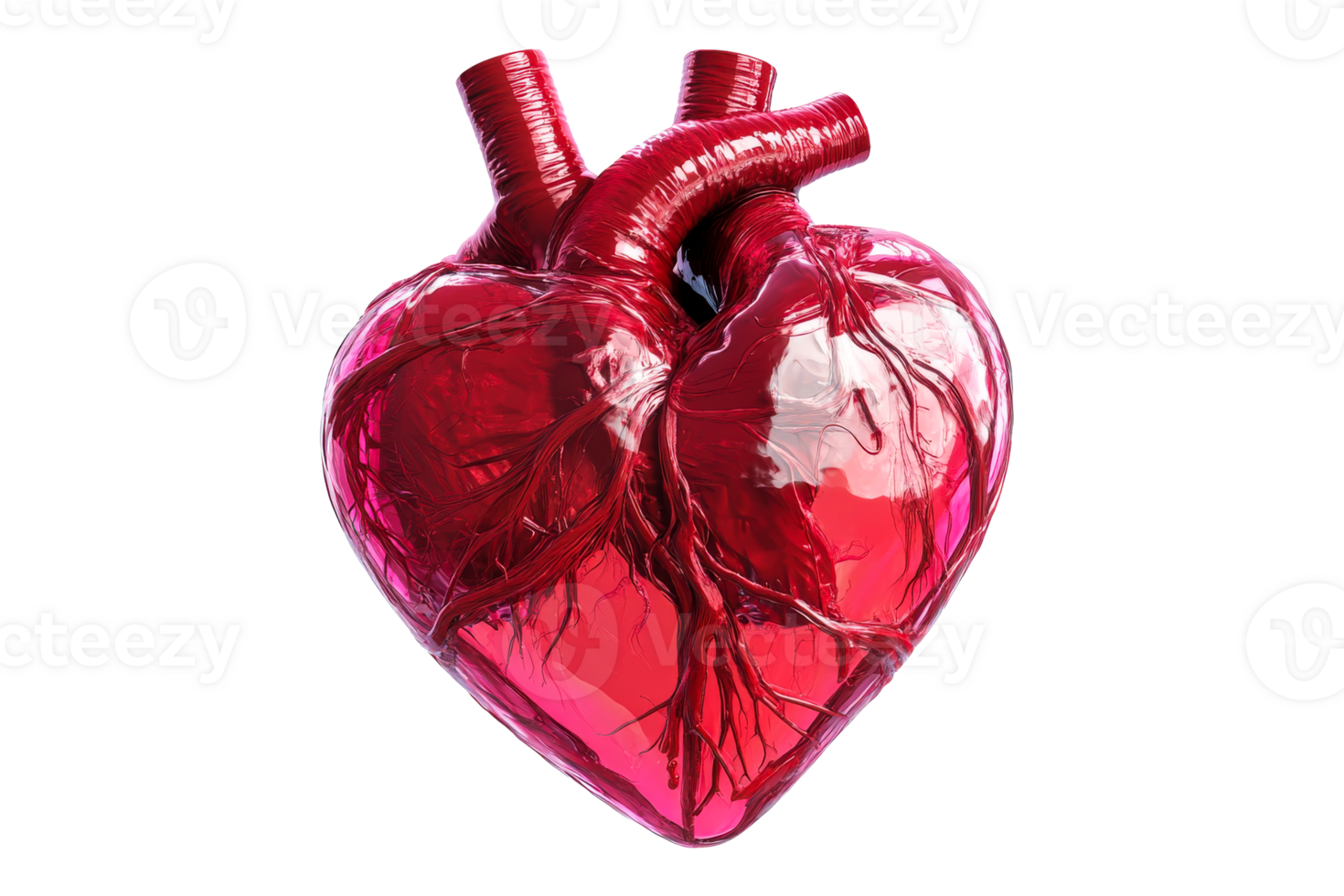 Realistic heart model on transparent background png