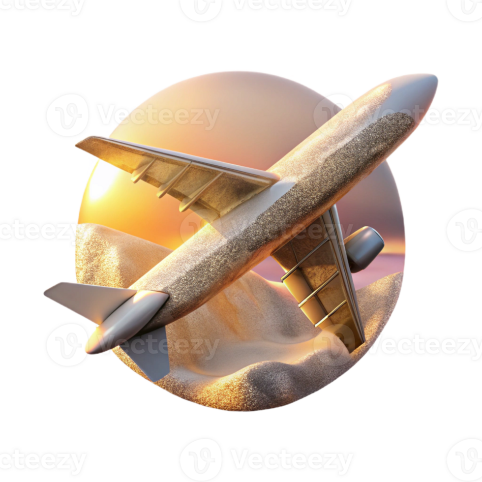 wonderful modern Airplane Taking Off at Sunset Transparent for Travel Posters high resolution png