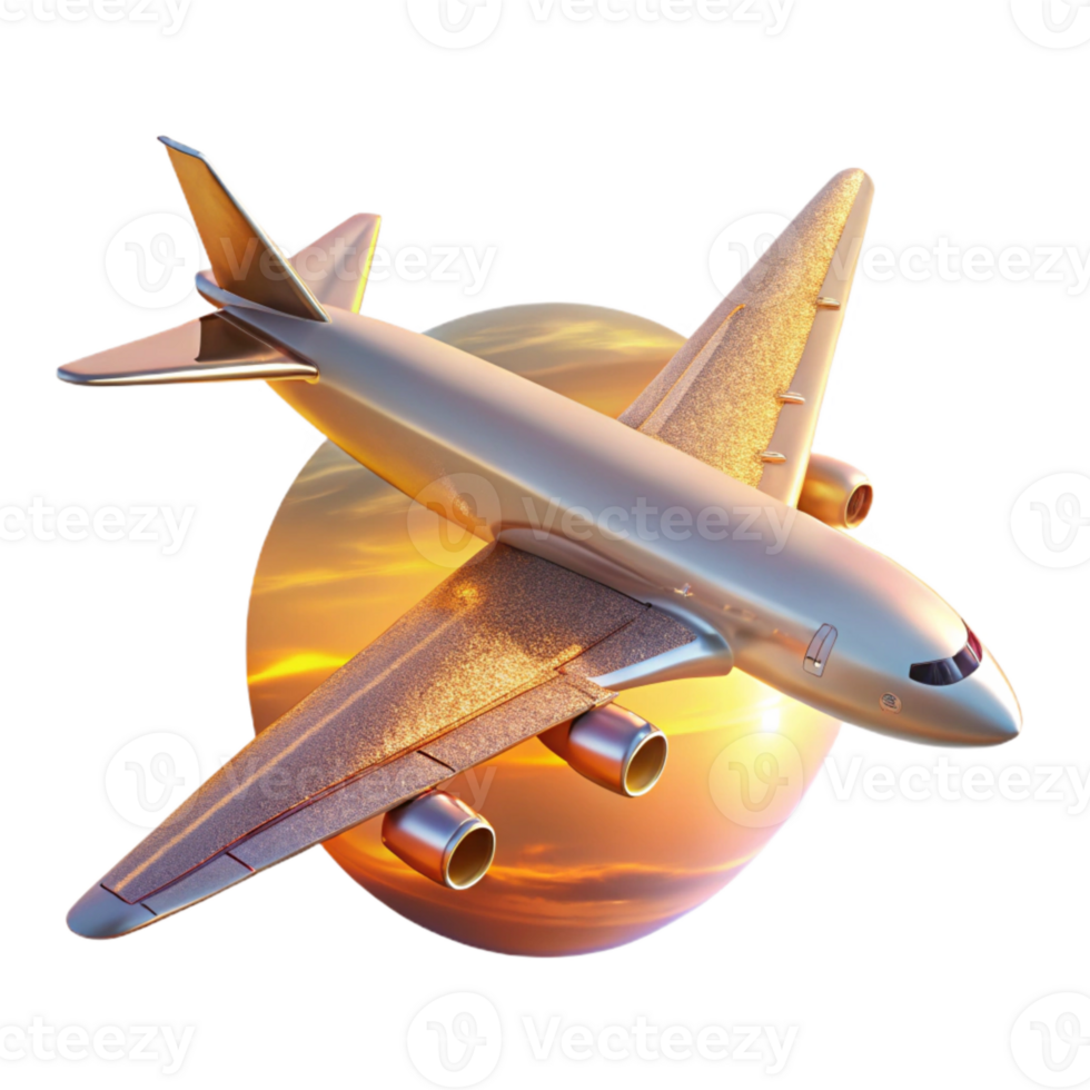impressive minimalist Airplane Taking Off at Sunset Transparent for Travel Posters exclusive png