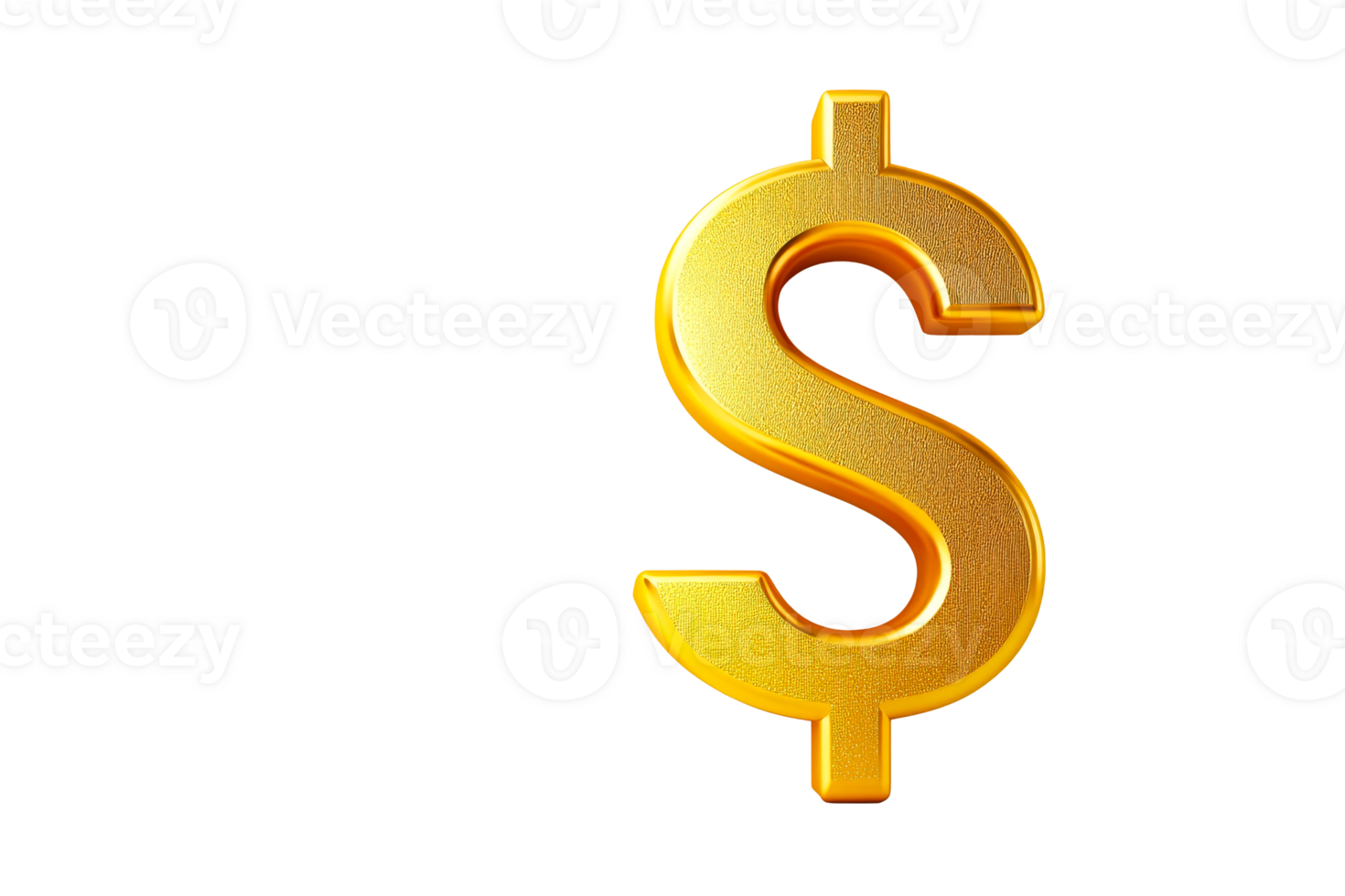 Golden dollar symbol on transparent background png