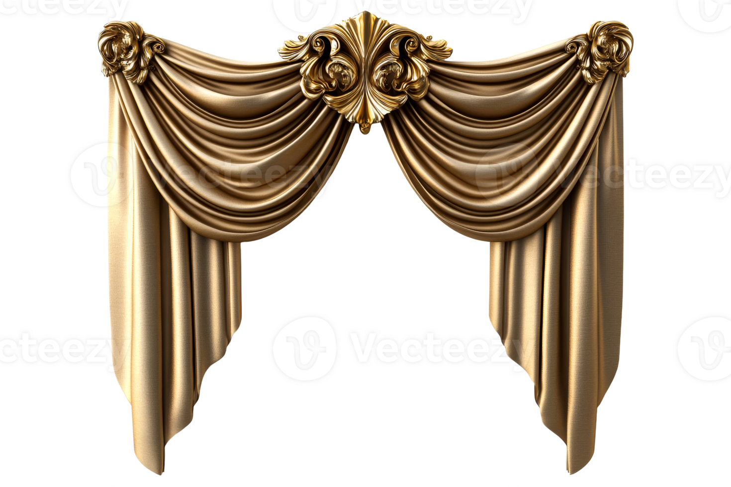 Elegant gold drapery with ornate design elements png