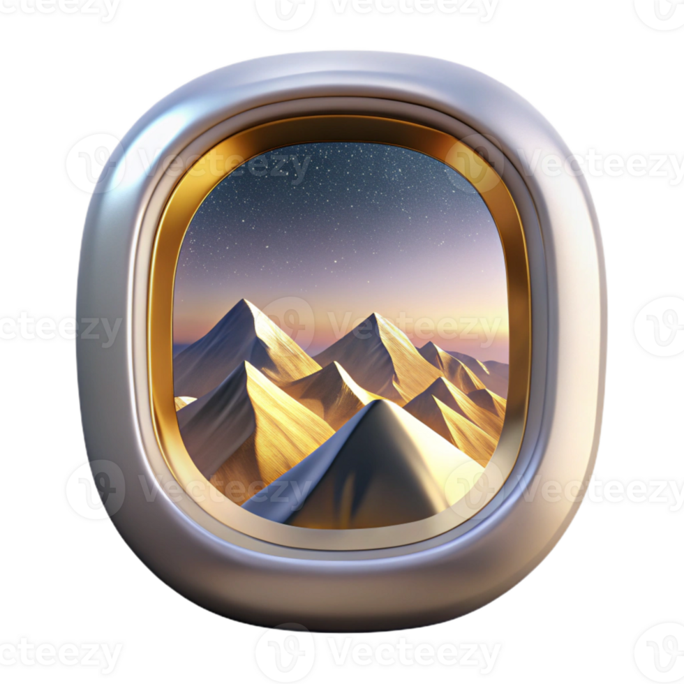 vibrant contemporary Airplane Window View of City Skyline Cutout for Urban Travel professional png