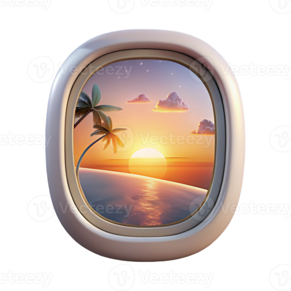 wonderful contemporary Airplane Window View of City Skyline Cutout for Urban Travel premium png