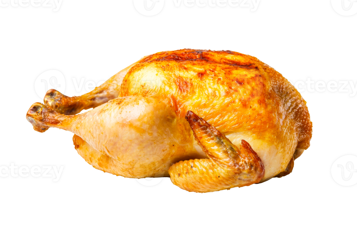 Whole roasted chicken on a white background png