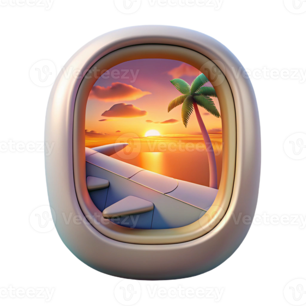 dramatic rustic Airplane Window View of City Skyline Cutout for Urban Travel high resolution png