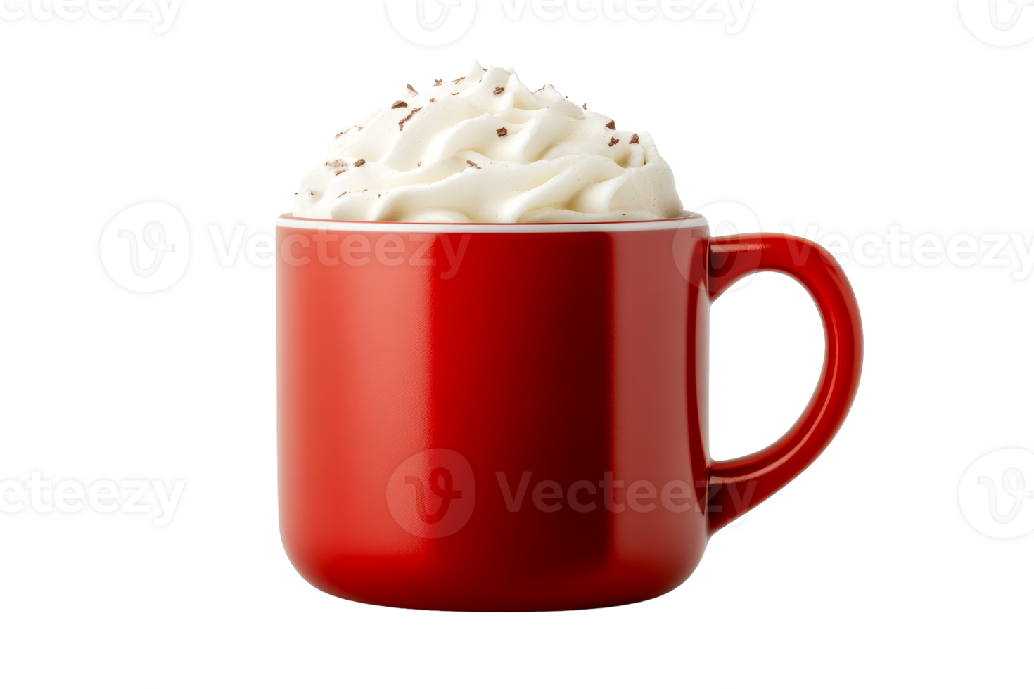 Delicious cup of whipped cream topped hot beverage png