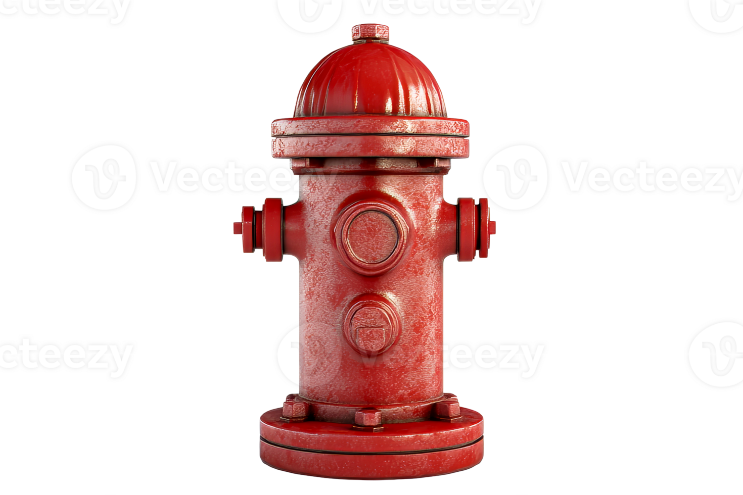 Red fire hydrant with a weathered appearance png