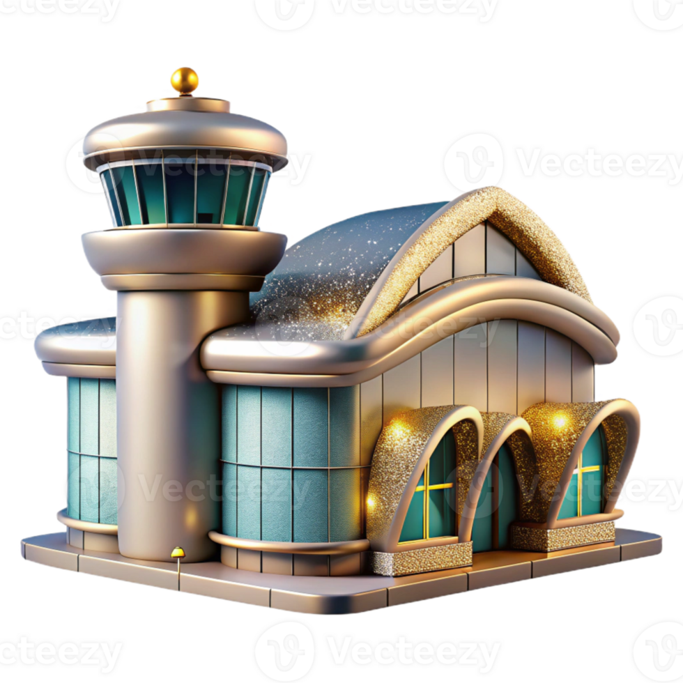 serene vintage Airport Terminal Building Modern Isolated png