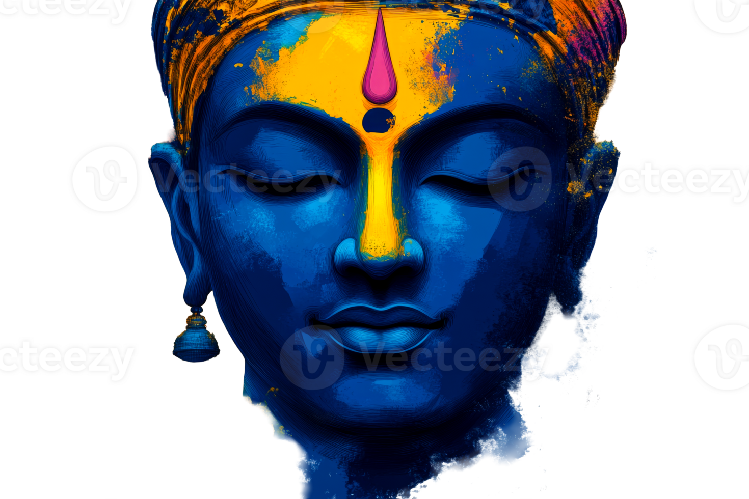 Colorful Buddha head with a serene expression png